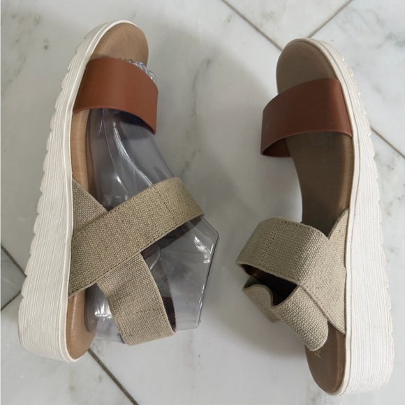 Kensie Multicolor Elastic and leather strap platform ankle wrap sandals size 9 - Picture 7 of 12